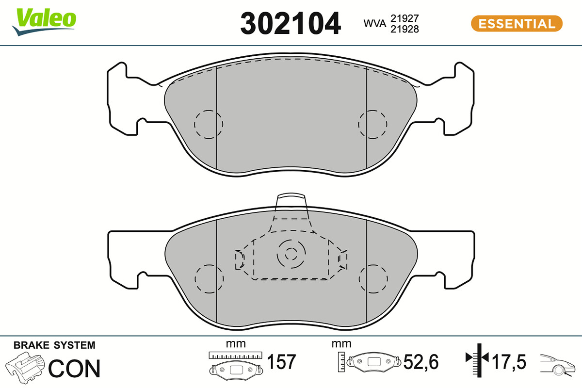 Jeu de 4 plaquettes de frein VALEO ref. 302104